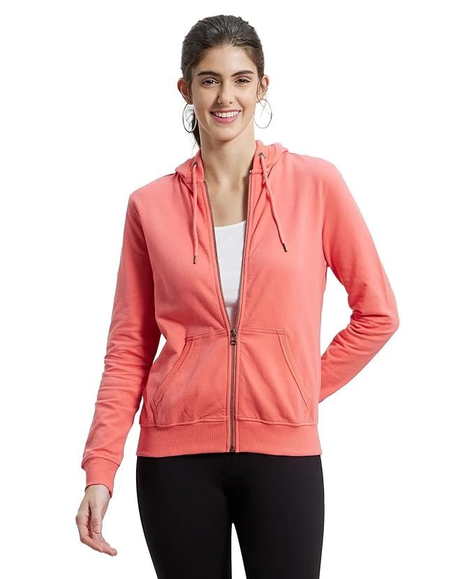 Jockey AW30 Women's Super Combed Cotton French Terry Fabric Hoodie Jacket with Side Pockets